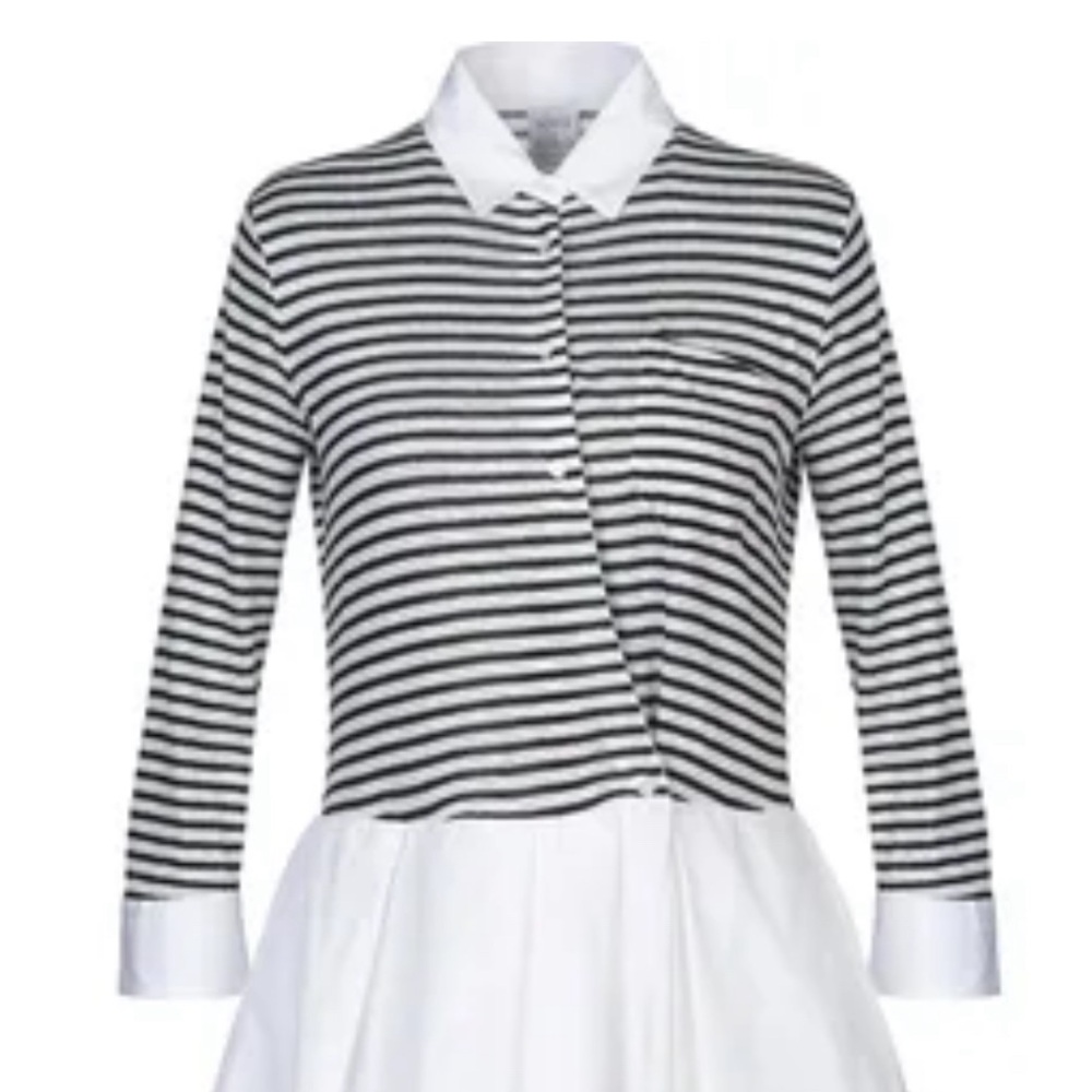 Sara Roka Midi dress, fit flare navy white Sz 42/6
